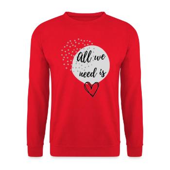 I love clothes / All we need - Unisex Sweatshirt - red - Front - Alina (178cm) & Michal (187cm)