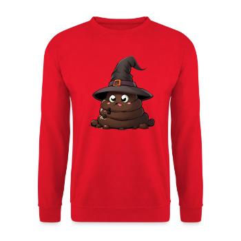Funny Halloween poop pile with witch hat. - Unisex Sweatshirt - red - Front - Alina (178cm) & Michal (187cm)