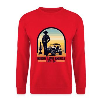 Amoureux de l’Amérique - Sweat-shirt Unisexe - rouge - Devant - Alina (178cm) & Michal (187cm)