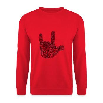 Mandalia - I Love You Hand Sign - Unisex Sweatshirt - red - Front - Alina (178cm) & Michal (187cm)