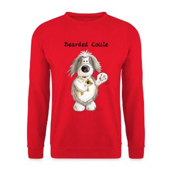 Collie barbu avec ours - Sweat-shirt Unisexe - rouge - Devant - Alina (178cm) & Michal (187cm)