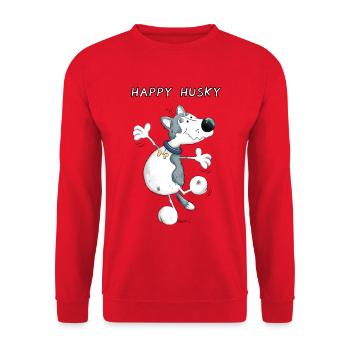 Funny Husky - Sweat-shirt Unisexe - rouge - Devant - Alina (178cm) & Michal (187cm)