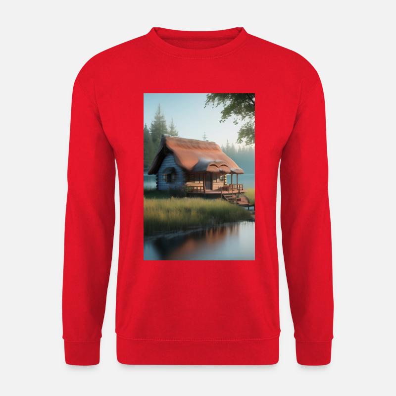 Charmante Hütte am See - Unisex Pullover - Rot
