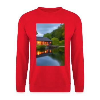 Charmante Hütte am See - Unisex Pullover - Rot - Vorne - Alina (178cm) & Michal (187cm)