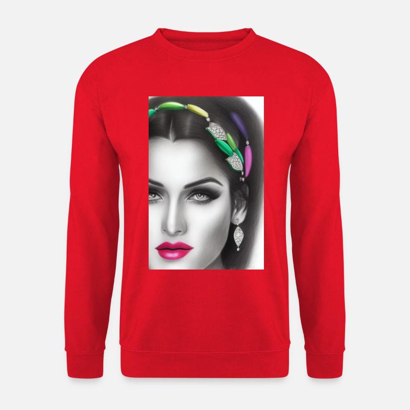 Frau mit Schmuck - Unisex Pullover - Rot