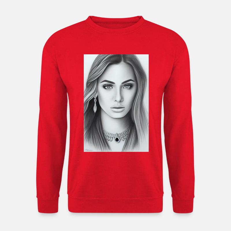 Frau mit Schmuck - Unisex Pullover - Rot