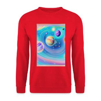 Weltall und Planeten - Unisex Pullover - Rot - Vorne - Alina (178cm) & Michal (187cm)