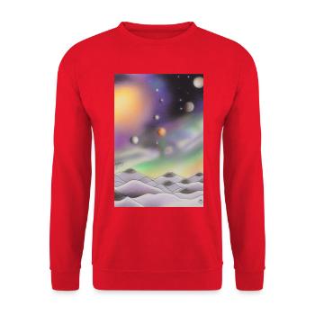 Weltall und Planeten - Unisex Pullover - Rot - Vorne - Alina (178cm) & Michal (187cm)