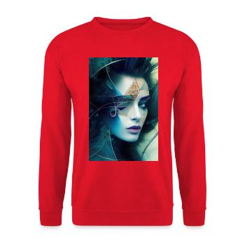 Abstract Facial Art - Unisex Sweatshirt - red - Front - Alina (178cm) & Michal (187cm)