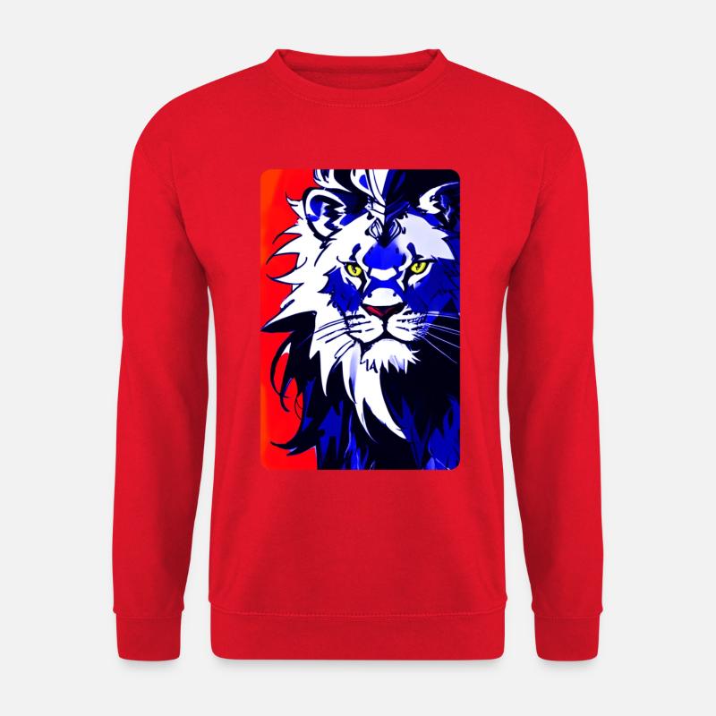 Blauer Löwe (Design1) - Unisex Pullover - Rot