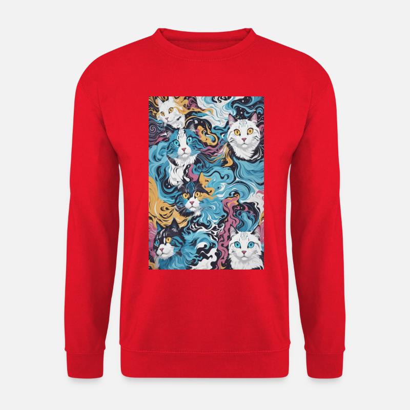 Katzen Muster - Unisex Pullover - Rot