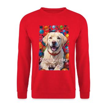 Labrador joueur dans le dressage de chien Ball Fever - Sweat-shirt Unisexe - rouge - Devant - Alina (178cm) & Michal (187cm)