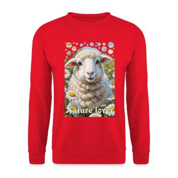 Amoureux de la nature câlin mouton fleur prairie - Sweat-shirt Unisexe - rouge - Devant - Alina (178cm) & Michal (187cm)