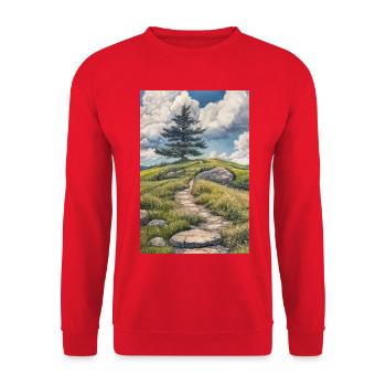 Illustration of a natural landscape - Unisex Sweatshirt - red - Front - Alina (178cm) & Michal (187cm)