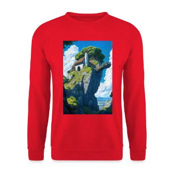 Berghauslandschaft - Unisex Pullover - Rot - Vorne - Alina (178cm) & Michal (187cm)
