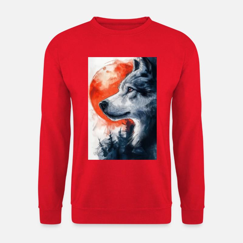 Illustration eines Wolfes - Unisex Pullover - Rot