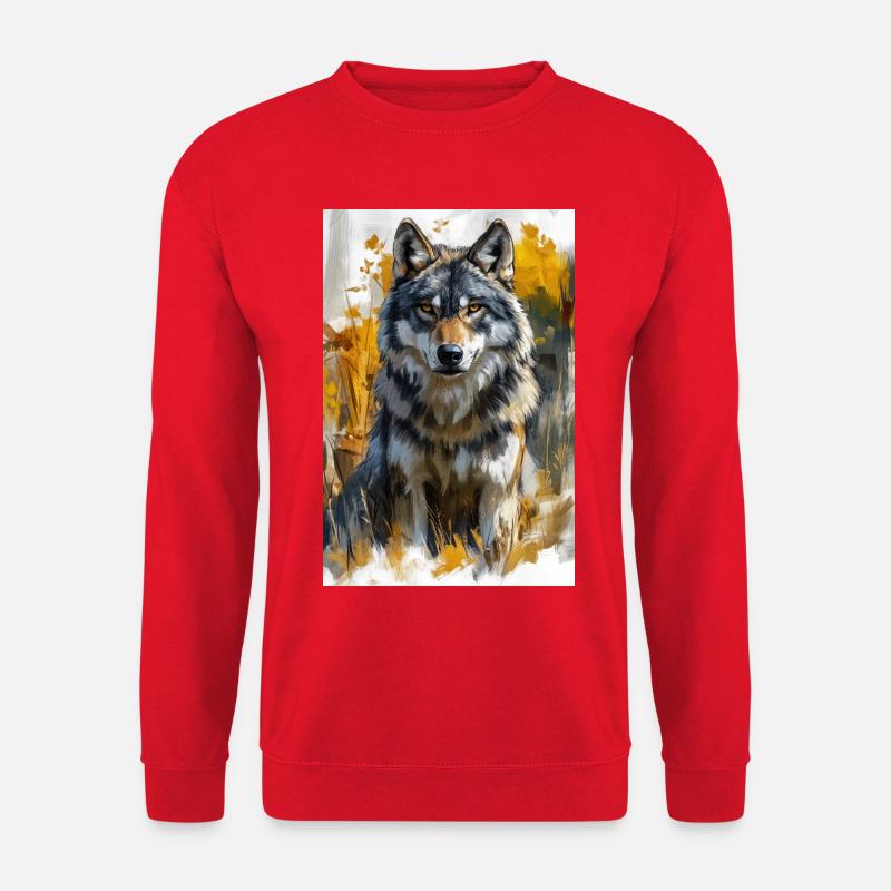 Illustration eines Wolfes - Unisex Pullover - Rot