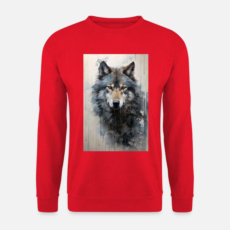 Illustration eines Wolfes - Unisex Pullover - Rot