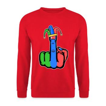 Middle Finger Stingerfinger Carnival - Unisex Sweatshirt - red - Front - Alina (178cm) & Michal (187cm)