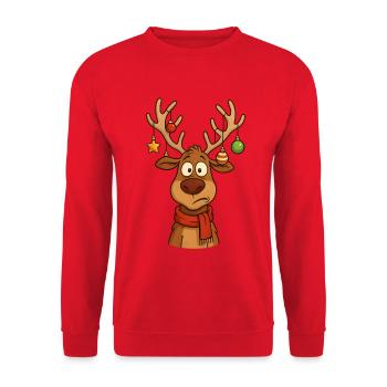 Cerf Rudolph Joyeux Noël doux - Sweat-shirt Unisexe - rouge - Devant - Alina (178cm) & Michal (187cm)