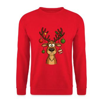 Deer Rudolph Merry Christmas sweet - Unisex Sweatshirt - red - Front - Alina (178cm) & Michal (187cm)