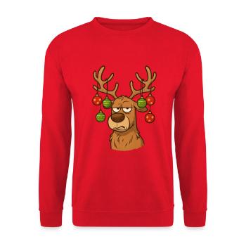 Cerf Rudolph Joyeux Noël doux - Sweat-shirt Unisexe - rouge - Devant - Alina (178cm) & Michal (187cm)