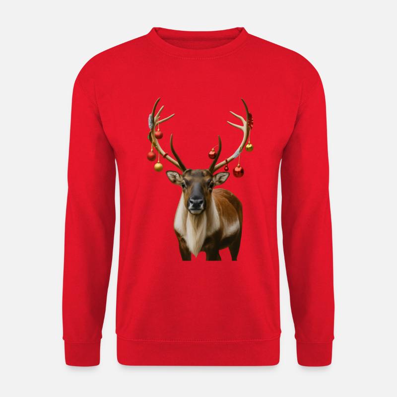 Rentier Weihnachts Reh Hirsch - Unisex Pullover - Rot