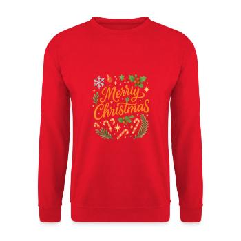 Merry Christmas Lettering - Unisex Sweatshirt - red - Front - Alina (178cm) & Michal (187cm)