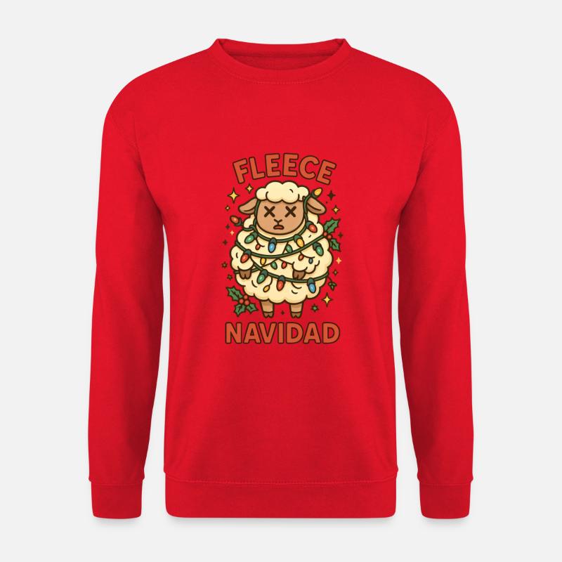 Fleece Navidad Schaf mit Lichterkette - Unisex Pullover - Rot