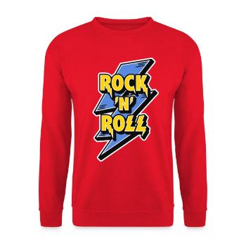 Rock 'N' Roll Lightning Bolt - Unisex Pullover - Rot - Vorne - Alina (178cm) & Michal (187cm)