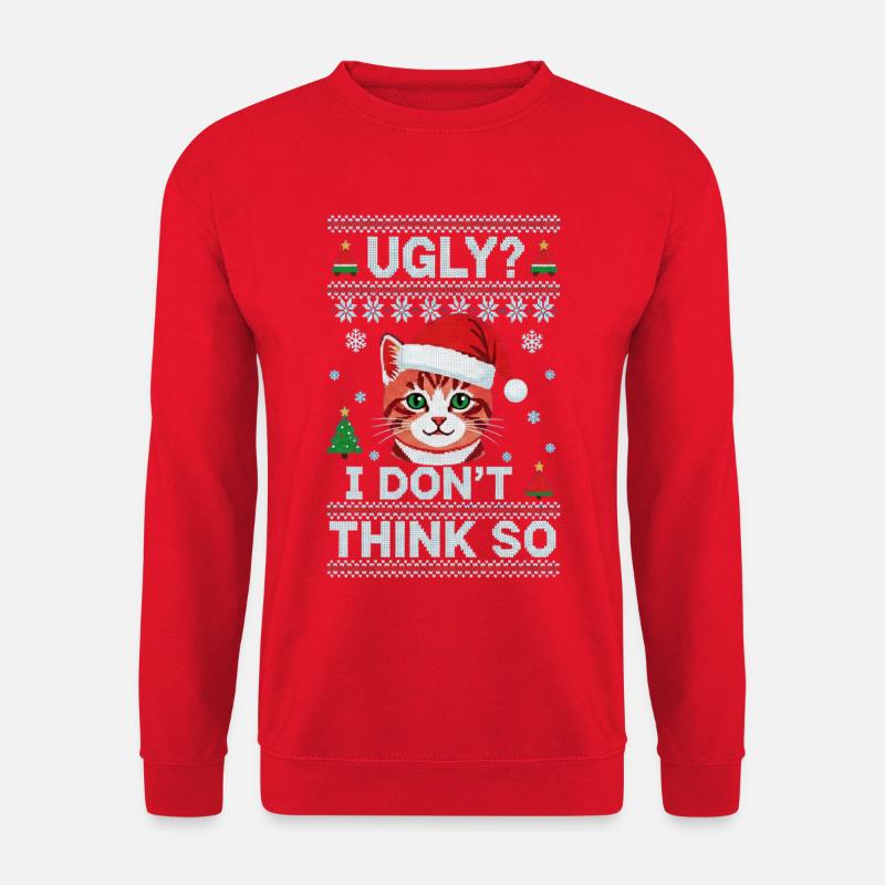 Chat de Noël – Pull de Noël moche - Sweat-shirt Unisexe - rouge