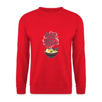 Kanagawa Wave Ramen Bowl Kawaii Japanese - Unisex Sweatshirt - red - Front - Alina (178cm) & Michal (187cm)