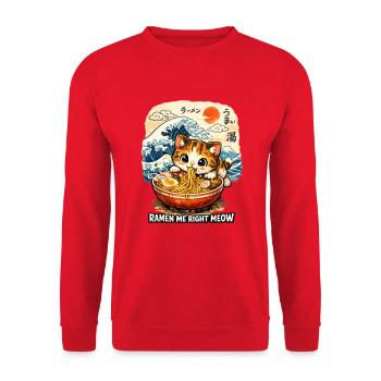Kawaii Neko Ramen Cat Noodle Anime - Unisex Sweatshirt - red - Front - Alina (178cm) & Michal (187cm)