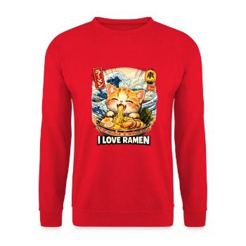 Nouilles Ramen Amoureux des chats - Sweat-shirt Unisexe - rouge - Devant - Alina (178cm) & Michal (187cm)