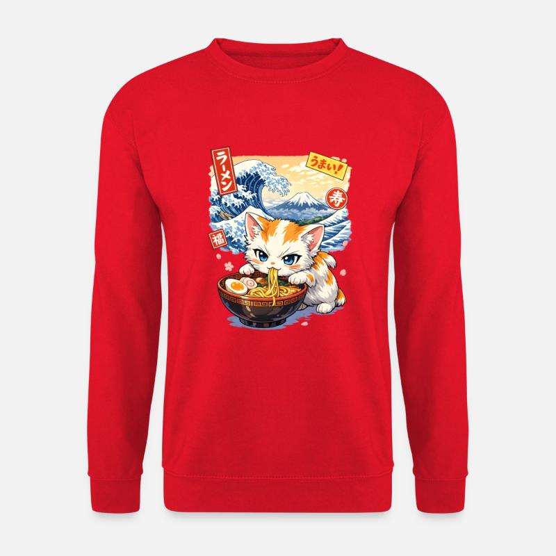 Kawaii Cat Ramen Samurai - Unisex Sweatshirt - red