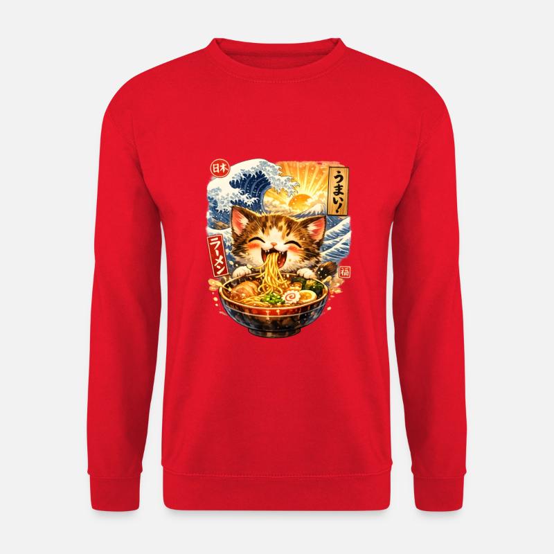 Ramen is Life Noodle Cat - Unisex Sweatshirt - red