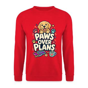 PAWS OVER PLANS Hund - Unisex Pullover - Rot - Vorne - Alina (178cm) & Michal (187cm)
