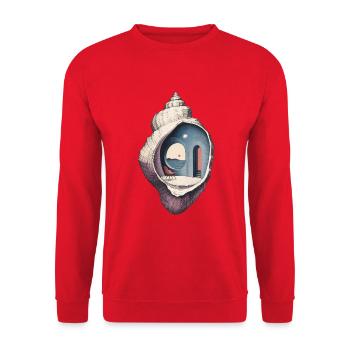 Pièce à l’intérieur - Intérieur surréaliste en coquillage - Sweat-shirt Unisexe - rouge - Devant - Alina (178cm) & Michal (187cm)