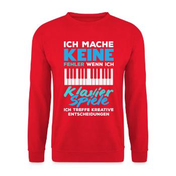Piano Klavier Musiker Geschenk Geschenkidee - Unisex Pullover - Rot - Vorne - Alina (178cm) & Michal (187cm)