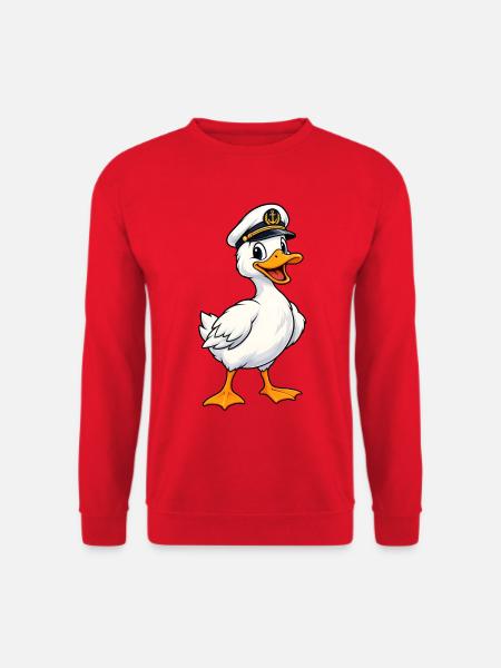 Ente mit Kapitänsmütze - Unisex Pullover - Rot