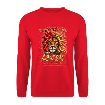 Löwe - Der Schmerz ist laut - Unisex Pullover - Rot - Vorne - Alina (178cm) & Michal (187cm)