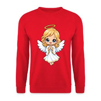 Engel Kawaii Style – Süßes himmlisches Motiv - Unisex Pullover - Rot - Vorne - Alina (178cm) & Michal (187cm)