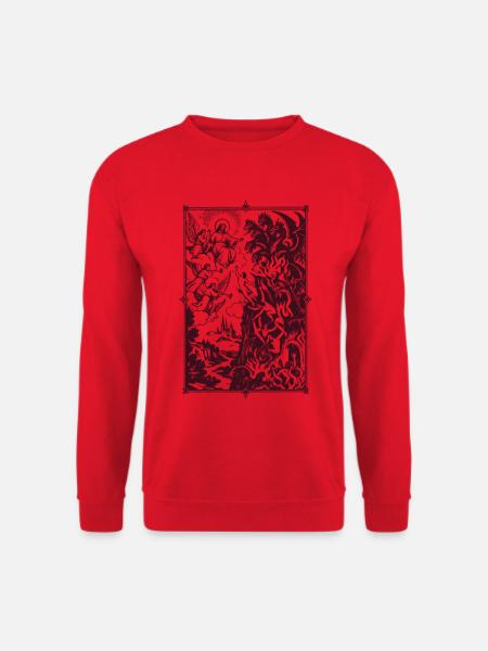Ritterszene und Drachen im Rahmen - Unisex Pullover - Rot