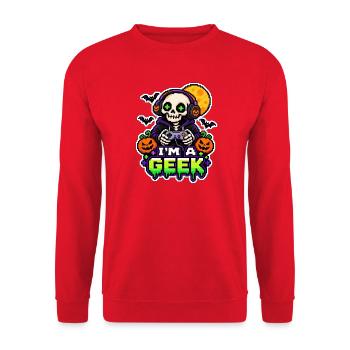 Ich bin ein Halloween-Nerd - Unisex Pullover - Rot - Vorne - Alina (178cm) & Michal (187cm)