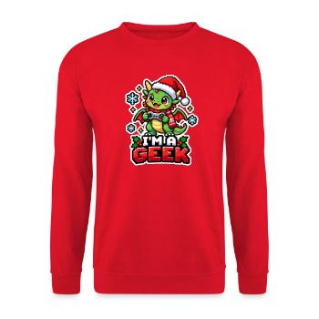 ICH BIN EIN NERD – Dragon Christmas - Unisex Pullover - Rot - Vorne - Alina (178cm) & Michal (187cm)