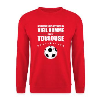 Vieil Homme - Toulouse Fan | Retro Vintage - Sweat-shirt Unisexe - rouge - Devant - Alina (178cm) & Michal (187cm)