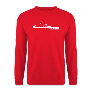 California Wave Surf Van Leben - Unisex Pullover - Rot - Vorne - Alina (178cm) & Michal (187cm)