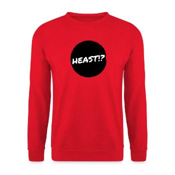 Heast dialect saying orig. "Do you hear" in Vienna - Unisex Sweatshirt - red - Front - Alina (178cm) & Michal (187cm)