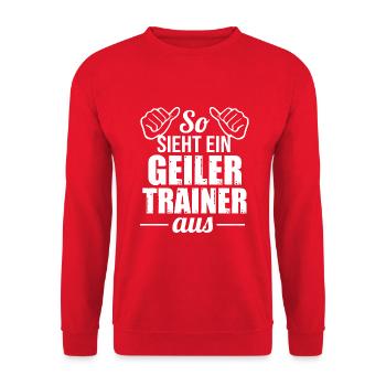 Fußballtrainer Spruch Bester Trainer Fußballcoach - Unisex Pullover - Rot - Vorne - Alina (178cm) & Michal (187cm)