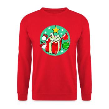 Christmas Gift Box & Decorations - Unisex Sweatshirt - red - Front - Alina (178cm) & Michal (187cm)